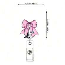 1 Set Pink Bow Stethoscope Design Acrylic Retractable Badge Clip And Sliding Cover ID Card Holder, Suitable For Nurses, Doctors, Students, Teachers, Fits Employee Badge, Card Holder, Card Storage Box, Wallet, Business Card Holder, Credit Card Holder, ID Card Holder - A - View 3