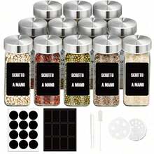 12/24 Set Stoples Bumbu Dapur, Set Wadah Garam dan Merica Kaca 120ml, Set Wadah Garam Persegi, Stoples Bumbu Dapur, Stoples Bumbu, Stoples Bumbu Kreatif untuk Piknik dan BBQ di Luar Ruangan, Penyimpanan Bumbu, Aksesoris Dapur (Isi Stiker Sebenarnya Mungkin Berbeda) - MultiWarna - View 10