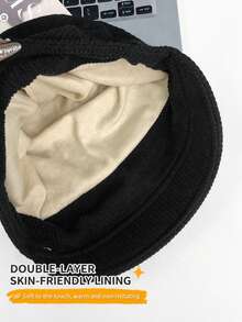 1pc Women's Corduroy Knit Hat, Slouchy Newsboy Cap With Adjustable Drawcord, Ribbed Texture, Warm Fall Winter Streetwear For Travel - A - View 11