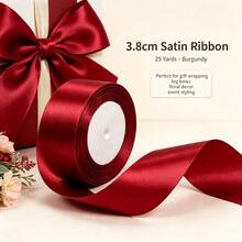 25 Yards/Roll Burgundy Red Satin Ribbon, Various Widths Burgundy Red, Deep Red, Maroon Ribbon, Christmas Tree Wreath Decoration Ribbon, Wedding Decoration, Display Packaging Box, Flower Gift Wrapping, Bow DIY, Party Decoration Ribbon - Claret - View 13