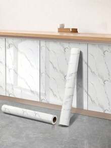 1 Roll Of White Marble Pattern Self-Adhesive Sticker - Waterproof, Oil Resistant, Peel Off And Paste Design, Easy To Install - Very Suitable For Living Rooms, Kitchens, Tabletops, Stove Tops And Furniture Renovation, With Aesthetic Appeal - View 4