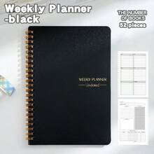 1pc Weekly & Daily Spiral Planner, Academic Appointment Book, 52-Week Schedule Diary, Productivity Stationery Office Supplies, 52 Inner Pages, 104 Pages - One Size Fits All - View 7