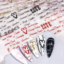 10-Piece Gothic Nail Art Transfer Foil Set – Multi-Colored Designs Featuring Handwritten English Text, Skulls, And Butterflies; Y2K Punk Style DIY Nail Decorations And Salon Supplies - Multicolor - View 8