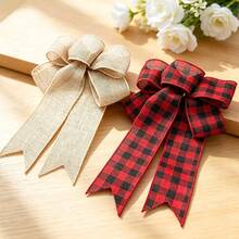 (2pcs/Pack) Christmas Tree Wreath Decoration Bows, Linen Bows Christmas Tree Decoration DIY Handmade Materials - Mixed Colors - View 6