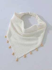 1件原創花卉圖案女款刺繡邊緣海星裝飾頭巾髮帶，適合日常與度假使用 - 白色 - 查看 5
