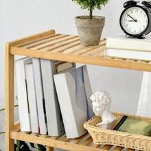 4-Tier Bamboo Bookshelf 62x33x112cm For Office Storage Kitchen Natural - Natural Color - View 6