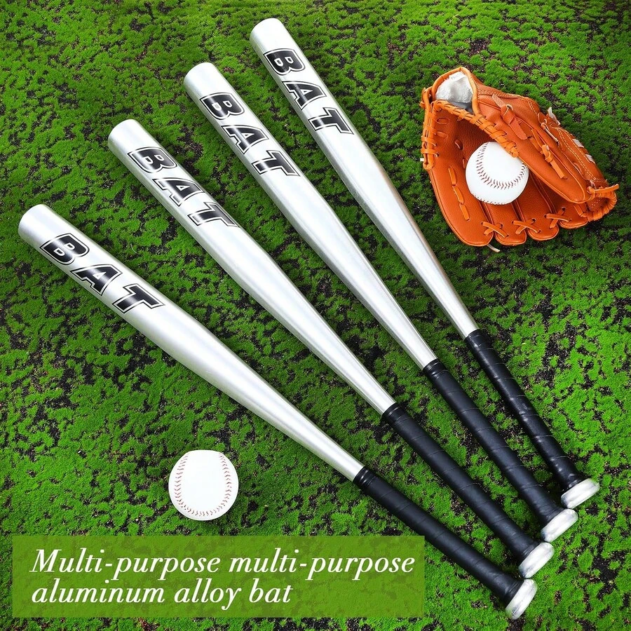 Aluminum Baseball Bat, Lightweight Softball Bat For Baseball Training Outdoor Sports Practice Activities - Silver - View 1