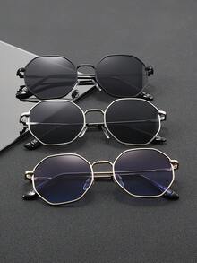 3 Pairs Men's Fashion Geometric Pattern Glasses Set, Perfect Blend Of Modern Style And Vintage Charm, Suitable For Vacation Outfits, Parties, Daily Wear, Fits All Face Shapes. - Multicolor - View 2