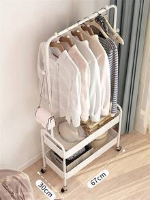 Hygrad Built to Survive Clothes Rack With Wheels Small Wardrobe Rack On Wheels For Bedroom Home - Pink - View 5