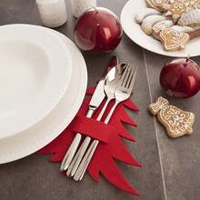10pcs/Set Christmas Tree Shaped Cutlery Holder, Flat Tableware Storage Organizer, Decorative Tableware Holder For Holiday Table Decor And Table Setting, Christmas Gift Set (No Cutlery Included) - Multicolor - View 5