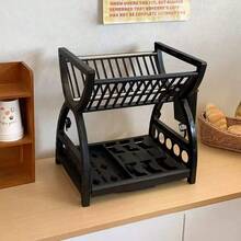 1‑Piece Kitchen Storage Rack, Tableware Drying Rack, Double‑Layer Dish Drainer For Bowls, Plates And Chopsticks, Countertop Utensil Organizer - Multicolor - View 4