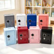 1pc Lockable Mini Metal Money Box With Combination Lock And Key, Metal Cash Box With Coin Slot, Lockable Cash And Jewelry Storage Box - Multicolor - View 3