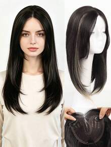 Women's U-Shaped Clip-In Hair Topper, Long Straight Gradient Color Synthetic Hair Piece, Breathable Mesh Base, Invisible Hair Extensions, Cover Thinning Hair, Natural Daily Hairstyle Wig - Multicolor - View 18