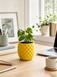 3D Printed Creative Pineapple Succulent Planter, Modern Geometric Pot For Succulents & Cacti, Mini Geometric Plant Container, Hot-Selling Tropical Summer Desktop Decor, Fun Stress-Relief Ornament For Office Desks Gardening Gift,Home Decor - Regular Model - View 1