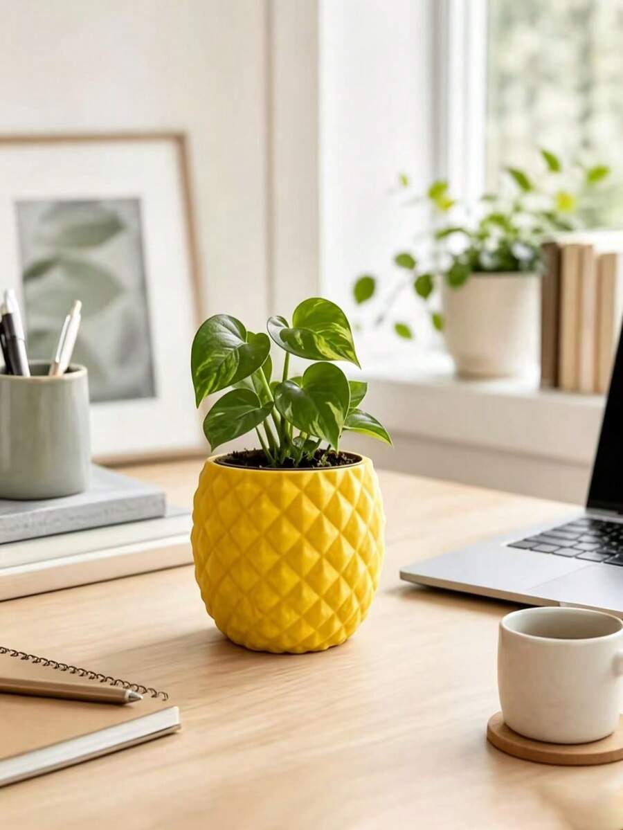 3D Printed Creative Pineapple Succulent Planter, Modern Geometric Pot For Succulents & Cacti, Mini Geometric Plant Container, Hot-Selling Tropical Summer Desktop Decor, Fun Stress-Relief Ornament For Office Desks Gardening Gift,Home Decor - Regular Model - View 1