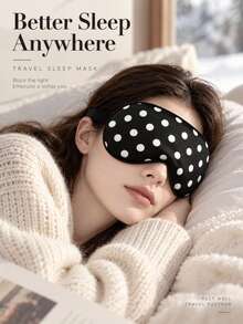 1pc Black & White Polka Dot Elastic Travel Sleep Eye Mask, Fashionable Casual Cute Style, Light-Blocking Premium Skin-Friendly, Designer Niche Style, Deep Sleep For Travel, Suitable For Business Trip, Travel, Daily, Office, Travel Essential, Vacation Essential - Multicolor - View 4