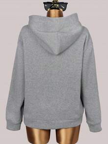 Autumn Streetwear Cheetah Graphic Top For Women Concert Wear Grey Long Sleeve Sweatshirt For Going Out For Back To School - Grey - View 9