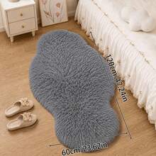 Long Pile Bedroom Living Room Asymmetrical Shaped Rug Mat. Small Rug Large Rug Decorative Rug Asymmetrical Shaped Mat Asymmetrical Shaped Home Bedroom Long Pile Rug - Solid Gray - View 3