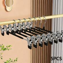 5pcs Heavy Duty Stainless Steel Adjustable Pants Hanger - Multi-Purpose Non-Slip Closet Storage Rack, Suitable For Jeans, Dresses And Suits (Commercial Grade Clothing Rack With Clamping Design) - Black - View 7