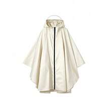 1pc Minimalist Fashion Zippered Cape Raincoat, Multiple Color Options, Zippered Hooded Cape Raincoat, Waterproof Loose Cape Rain Jacket, Side Snap Button Design, Large Brim Rain Cape, Suitable For Walking, Cycling, Travel, Outdoor, Commuting, Windproof And Waterproof - Poncho Raincoat - View 13