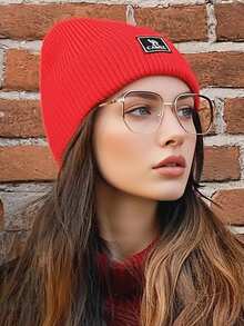CAMEL CROWN Camel Thermal Knit Beanie For Women, Windproof Winter Warm Skull Cap - Red - View 3