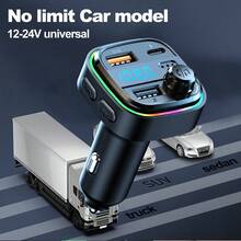 Car Charger FM Transmitter MP3 Player Hands Free Calling Wireless Bluetooth 5.3 5V3.1A Dual USB Car Adapter Radio Modulator Read USB Stick - C26 - View 4