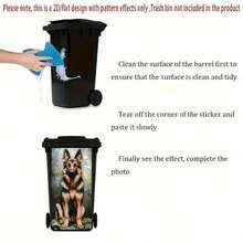 1pc Trash Can Sticker 14.57*32.28 Inch German Shepherd Theme Design Self-Adhesive Wallpaper, Suitable For Kitchen Trash Can, Wall Decoration, Home Decor, 2D Flat - A - View 4