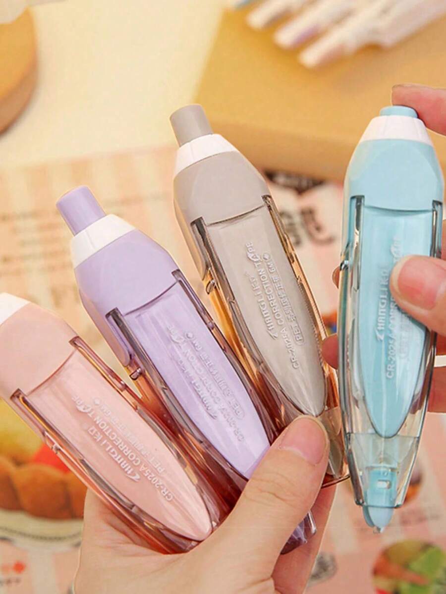 Aesthetic Pen Style Correction Tape, 1Pc Refillable White Out Tape With Replacement Core, Smooth Quick Dry No Smudge Mini Portable Stationery, Cute Desk Decor School Supplies For Students Teens, Office Homework Note Taking Back To School Gift - Multi-color - View 1