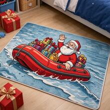 1pc Santa Claus Kayak Gift Decoration Doormat, Entry Mat, Door Mat, Small Rug, Welcome Mat, Carpet, Kitchen Rug, Home Decor, Front Door Mat, Area Rug, Area Carpet - Multicolor - View 3