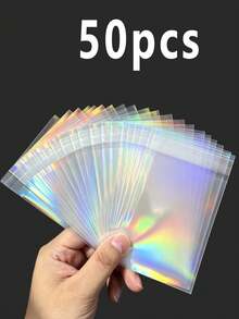 150/50/20/10pcs Anti-Oxidation Jewelry Bags, Disposable OPP Bags, Transparent Jewelry Display Bags, Laser Holographic Jewelry Bags, Suitable For Earrings, Rings And Star Cards - Multicolor - View 37