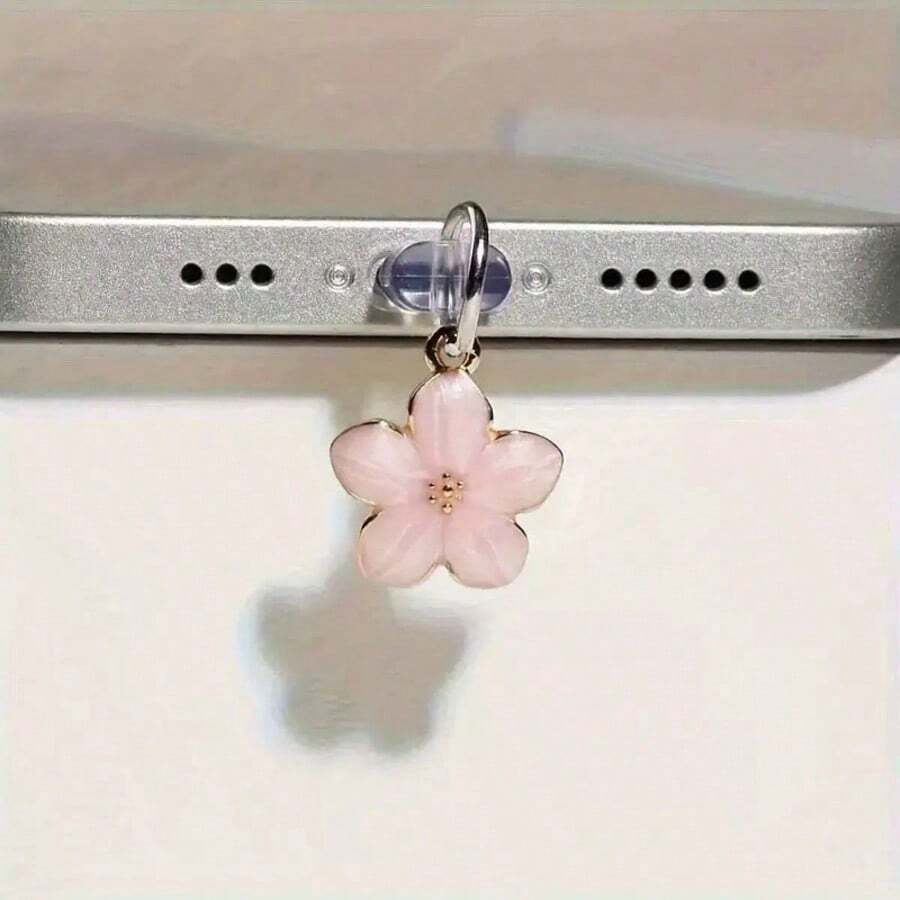 Flower Phone Dust Plug Charging Port Silicone Plug Data Port Blocker Compatible With Lightning/Type-C Phone Wireless Earphone Dust Plug - Multicolor - View 1