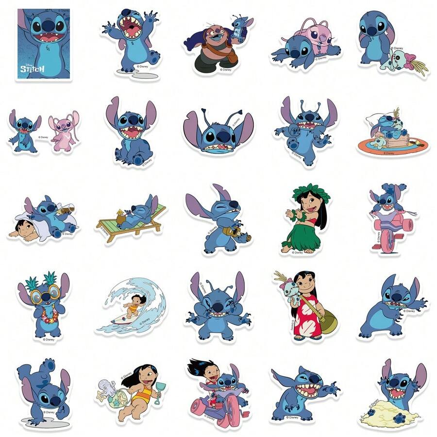 asmodee 100pcs Stitch Cartoon Character DIY Stickers For Luggage, Notebook, Phone Creative Stickers - Multi-color - View 1