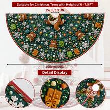 1pc Cartoon Reindeer Gift Snowflake Pattern Christmas Tree Skirt, Elegant Color Holiday Decoration, 5 Sizes, Unisex Holiday Gift, Suitable For Home And Party Christmas Decor - Cartoon Reindeer Gift Snowflake - View 10