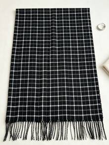 1pc Classic Plaid Unisex Faux Cashmere Warm Soft Scarf Shawl, Suitable For Daily Wear, Autumn/Winter - Multicolor - View 10