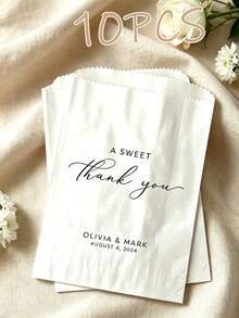 Personalized Wedding Favor Paper Bags, Customized Name & Date Gift Bags, Kraft Paper Bags, Suitable For Bridal Shower, Reception, Party Guest Favors - Multicolor - View 14