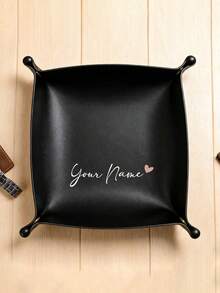 Customized Faux Leather Tray, Desktop Storage Box, Personalized Gift For Men And Women, Jewelry, Keys And Dice Organizer, Suitable For Wedding, Bridesmaid Gift And Party Favor - Multicolor - View 8