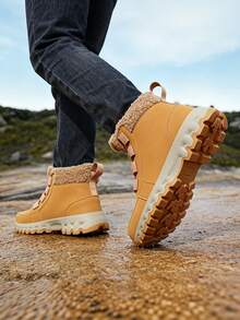 Men's Hiking Boots, Winter Thermal Lining Thickened Interior, Outdoor Trekking Non-Slip Wear-Resistant, Suitable For Hiking, Climbing, Travel Etc. - Brown - View 5