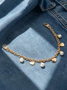 Yogodlns Acrylic Heart Pearl Cherry Pendant Metal Chain Bag Strap Zinc Alloy Decorative Fashion Sweet Style Solid Color Accessory New Gold Chain Pendant - Multicolor - View 10