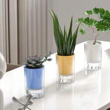 2pcs Multicolor Double Layer Self-Watering Planters, Indoor Desktop Hydroponic Pots, Modern Decorative Planters, Office Home Decor Planting Pots, Suitable For Indoor Plants, Succulents - New Model - View 7