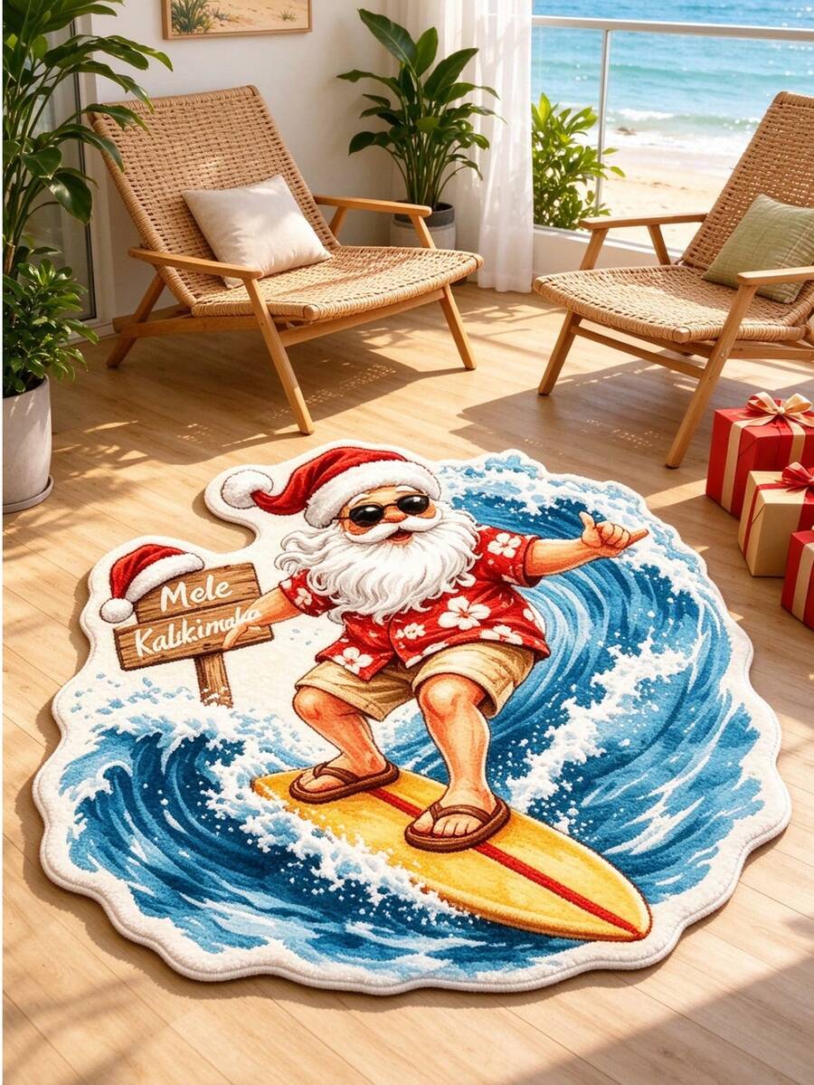 1 buah Karpet Bentuk Unik Bertema Santa Claus Berselancar Musim Panas, Gaya Natal, Natal, Keset Pintu, Karpet Kecil, Keset Selamat Datang, Karpet, Alas Lantai, Keset Luar Ruangan, Karpet Dapur, Keset Pintu Depan, Karpet Area, Alas Luar Ruangan, Dekorasi Rumah, Karpet Area, Karpet Taman, Karpet yang Dapat Dicuci - MultiWarna - View 1