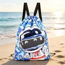 1pc Cartoon Print Swim Bag Dry Wet Separation Waterproof Backpack Swimming Storage Bag Beach Storage Drawstring Toiletry Bag - Blue - View 6