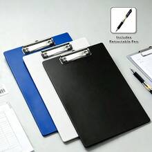 A4 Plastic Clipboard With Metal Clip, Writing Pad Folder Board, 2pcs/4pcs Optional, Includes Retractable Pen, Student Teacher Home Office Campus Document Storage Stationery - Sets - View 6