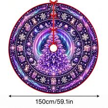 1件裝圖案聖誕樹裙，優雅配色節日裝飾，5種尺寸，中性節日禮物，適用於居家與派對聖誕裝飾 - 夢幻紫調星空極光 - 查看 13