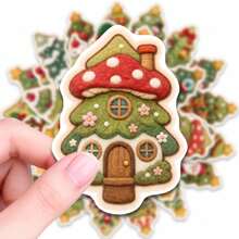 50pcs Christmas Tree Christmas Theme Cartoon Graffiti Stickers, Diverse Designs, Enhance Thinking And Creative Action Ability, Art Supplies, Children Sticker Toys - Multicolor - View 7