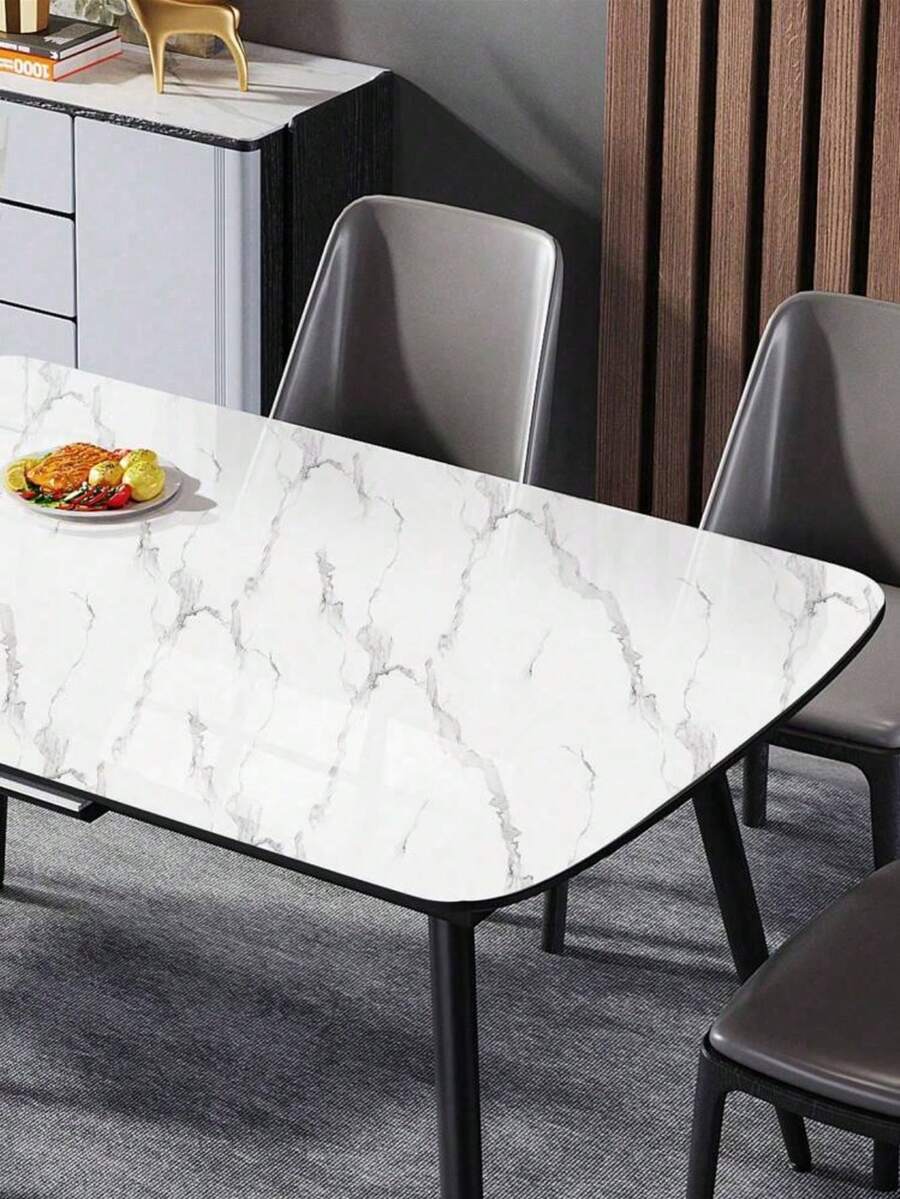 1 Roll Of White Marble Pattern Self-Adhesive Sticker - Waterproof, Oil Resistant, Peel Off And Paste Design, Easy To Install - Very Suitable For Living Rooms, Kitchens, Tabletops, Stove Tops And Furniture Renovation, With Aesthetic Appeal