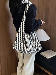 Dedoo 女款編織托特包，肩帶設計，大容量，極簡休閒風，日常海灘度假單肩包 - 彩色 - 查看 6