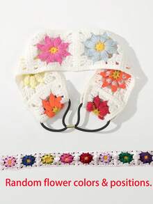 1pc(Random Flower Color & Position)Bohemian Style Random Color Knitted Sunflower Headband - Multicolor - View 5