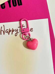 Minimalist Cute Y2K Heart Pendant Keychain, Backpack & Key Decor, Candy Color Random Keychain Set, Colorful Resin Heart Charm With Metal Clasp, Women's Aesthetic Pastel Key Ring, 2026 Backpack, Handbag, Phone Charm Accessory - Multicolor - View 24