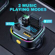 Car Charger FM Transmitter MP3 Player Hands Free Calling Wireless Bluetooth 5.3 5V3.1A Dual USB Car Adapter Radio Modulator Read USB Stick - C26 - View 2