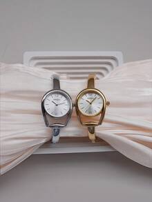 1件女款極簡鏤空手鍊式石英手錶，休閒百搭簡約款，適合日常通勤搭配 - 銀色 - 查看 7